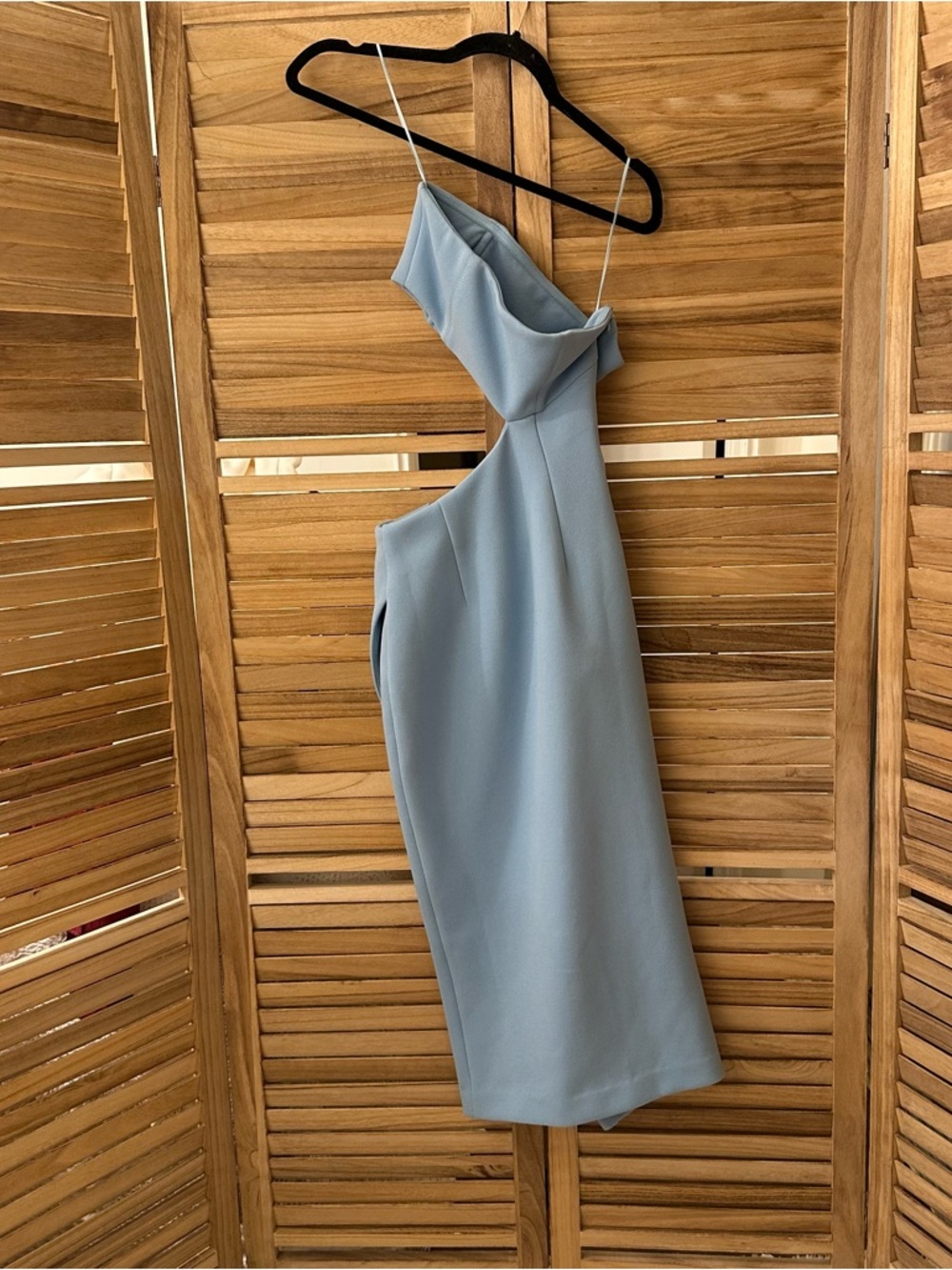 Misha Medora Strapless Asymmetric Cut-Out Midi Dress in blue Size 2 - Picture 4 of 5